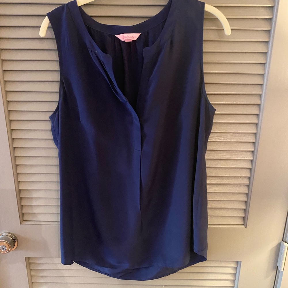 Lilly Pulitzer Silk Navy Top Size L
